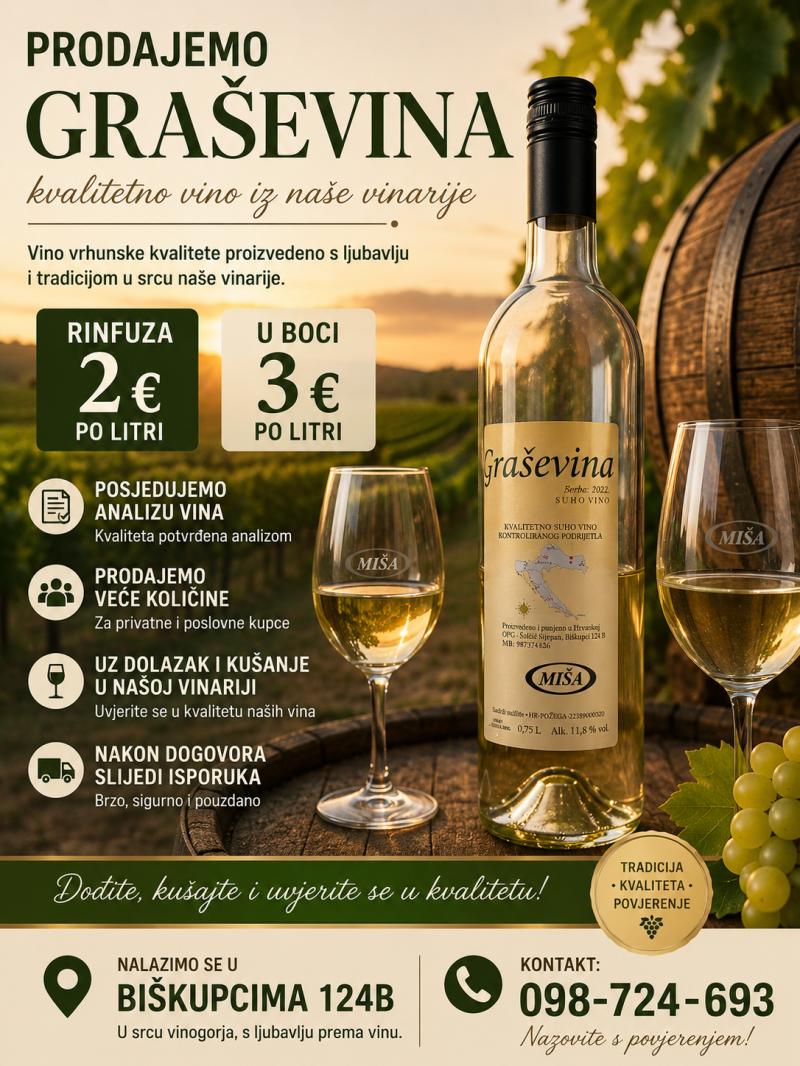 Prodajem vino graševina 